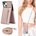 Miniatyrbillede 2 af 5: Crossbody Telefonetui til iPhone 13 med Kortlomme til Kvinder, iPhone 13 Etui Tegnebog med Rem Snøre til Mænd