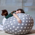 Miniatyrbild 4 av 5: Plushdjursförvaringspåse i beanbag-form för barn, 38 tum - Vadderad