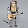 Miniatyrbild 3 av 5: Vintage Mikrofon Gitarr Robotlampa med Dimmer, Cool Söt Retro