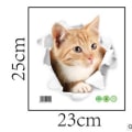 Miniatyrbilde 4 av 5: 3 stk 3D Stereoskopiske Knust Kattunge Valp Veggdekor Toalett WC