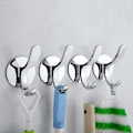 Miniatyrbild 3 av 5: 2-pack No Punch Silver Hooks, Handdukskrokar för badrock, Handduk