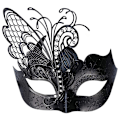 Miniatyrbillede 1 af 5: Metal smijern butterfly maske med rhinestones (sort) til