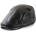 Miniatyrbild 1 av 4: Herrar Beret Keps Justerbar PU Läder Newsboy Ivy Gol Hatt 56-60 C