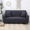 Miniatyrbilde 5 av 5: Mørkegrå sofaovertrekk, 2-seters elastisk stoff, elastisk