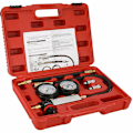 Miniatyrbild 1 av 5: Auto Cylinder Läcksökning Kompressionstestare Läcksökare Kit Set Bensinmotor Mätare Verktygssats Dubbel Mätare System Med Väska