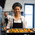 Miniatyrbillede 5 af 5: 2 stk. kokkehue kokkehat køkkenhue køkken sort justerbar catering hårnet genanvendelig mesh restaurant beanie