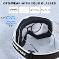 Miniatyrbilde 4 av 5: Over-goggles skibriller (OTG) for menn, kvinner og ungdom, 100% UV-beskyttelse