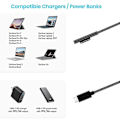 Miniatyrbilde 5 av 5: Nylonflettet Surface Connect til USB-C ladekabel Pd 15v for