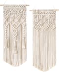 2 st Macrame vävda väggbonader Boho Home Chic Bohemian Geometric Art Decor - Vacker dekoration för barnrum, sovrum, lägenhet, sovsal, present till Chri