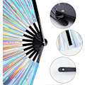 Miniatyrbillede 3 af 5: 1 Stykke Sølv Laser Foldbar Fan Kung Fu Fan Foldbar Fan