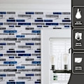 Miniatyrbild 3 av 5: 10-ark Peel and Stick Backsplash, 12 tum x 12 tum Blå Marmordesign