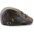 Miniatyrbilde 4 av 4: （Mørk Curry）Hatt med flat topp for menn, justerbar flat basker i PU-skinn 5