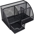 Miniatyrbilde 1 av 5: (Svart) Enkel Mesh Skrivebordsarrangør med Skyve Skuffe, Skrivebord