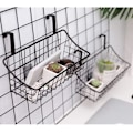 Miniatyrbild 4 av 5: Korg med krok Grid Förvaringskorg, Häng den bakom en dörr eller på en räcke, Över skåpsdörren, Liten, Svart, 2-pack