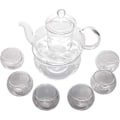 Miniatyrbillede 5 af 5: 600ml Glas Tekande + 6 KOPPER + Tekandevarmer med Glasfilter