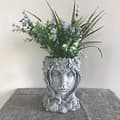Grå flicka suckulent växtkruka resin kvinna staty planter resin