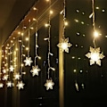 Pikkukuva 2 / 5: LED-verhovalot, 13ft/4M 96 LED lumihiutaleverhovalot pistokkeella, muistitoiminnolla, ikkunan verhovalot 8 tilalla