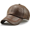 Miniatyrbillede 1 af 5: Mænds Læder Baseball Cap Justerbar Cap Sports Hat Beanie Flat