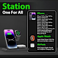 Miniatyrbild 4 av 5: Trådlös Laddare iPhone Laddningsstation: 3 i 1 Laddningsställ för Flera Enheter för Apple - iPhone 15 14 Pro Max 13