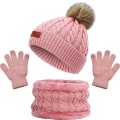Miniatyrbilde 1 av 5: Rose - Vinterlue med strikket varm halsvarmer for barn
