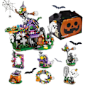 Miniatyrbild 1 av 5: Halloween Byggklossar Adventskalender 2024, 6 i 1 DIY Halloween Spökhus Set, Halloween Nedräkningsgåva Bl