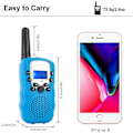 Miniatyrbillede 4 af 5: Walkie Talkies, PMR446 8 Kanaler 1 Par Børne Walkie Talkie 3km Lang Afstand Intercom Julegave Børnelegetøj (Blå)