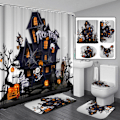 Pikkukuva 1 / 5: Halloween-suihkukalvosarjat liukastumattomilla matoilla, wc-kannella