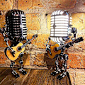 Miniatyrbild 4 av 5: Vintage Mikrofon Gitarr Robotlampa med Dimmer, Cool Söt Retro