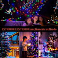 Miniatyrbilde 5 av 5: Julelysguirlande, 22M 200 LED Vanntette Lysstreng, 8 Lysmoduser for Juletre, Lys for Innendørs og Utendørs, for Dekorering, Hjem, Fest, Jul (Flerfarget)