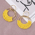 Pikkukuva 4 / 5: Rattan-punoskorvakorut Boho Summer Raffia Hoop Dangle -korvakorut Boh