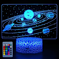 Miniatyrbild 1 av 7: Sol System 3D optisk illusion sidobordslampa universum rymd G