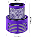 Miniatyrbillede 3 af 5: 2 stk. udskiftningsfilter til Dyson V10 SV12 støvsuger Genanvendelig V10 filter til Dyson støvsuger V10 SV12 vaskbar Cyclone Animal Absolute batteri Delnummer DY-969082-01