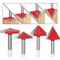 6 st raka V-spårfräsar, 60° 90° 120°, 8 mm skaft, 3D V-form