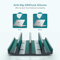 Miniatyrbillede 3 af 5: Vertikal bærbar computer stand - SPACEMax justerbar GRIPLock Anti-Tip silikone 4 slots aluminium skrivebordsstativ - dobbelt dock stand - 2 telefonslots passer til op til 17,3” bærbare computere, tablets, telefoner - grå