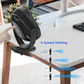Miniatyrbillede 2 af 5: USB Bordventilator, Genopladelig Bærbar Ventilator, 8 Tommer Klipsventilator, 10000mAh Barnevognsventilator, 4 Hastigheder Stærk Luftstrøm, 720° R