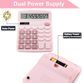 Miniatyrbilde 4 av 5: (Rose)Grande Calculatrice de Bureau de Base  Double Alimentation  12 Chiffres,Bureau de Base  Double Alimentation Solaire et  Batterie,l'cole,la Maiso