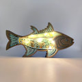 Miniatyrbillede 2 af 5: 1 ocean træhåndværk med lys, træudskæring, fisk