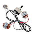Miniatyrbild 1 av 5: Förkopplad gitarrkabel med två mikrofoner 500k potentiometer 3-vägs vippströmbrytare silver