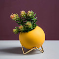 Miniatyrbillede 5 af 5: 1 Styk Gul Sukkulent Potte Keramik Vase Morandi Enkel