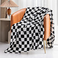 Miniatyrbillede 2 af 5: Buffalo Plaid Fleece Tæppe (70*140cm, Sort) - Plaid Flannel Tæppe