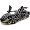 Miniatyrbillede 1 af 5: Alloy Samleobjekt Sort Lamborghini Legetøjs Træk Tilbage Køretøjer Die-Cast Biler Model med Lys & Lyd