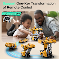 Miniatyrbillede 2 af 5: Fjernstyret Legetøjsbil, 2.4Ghz Transform Robot RC Biler med Blinkende Lys, 1:18 Skala En-Knap Deformation Legetøj G