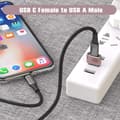 Miniatyrbilde 4 av 5: USB-C Hunn til USB-A Hann Adapter 3-pakning, Type C Laderkabel