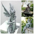 Miniatyrbillede 4 af 4: Havefigur Magisk Fe Siddende, Tudor og Turek Siddende Harpiks