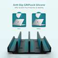 Miniatyrbilde 3 av 5: Vertikal bærbar PC-stativ - SPACEMax justerbar GRIPLock Anti-Tip silikon 4 spor aluminium skrivebordsstativ - dobbel dokstativ - 2 telefonspor passer opptil 17,3” bærbare PC-er, nettbrett, telefoner - svart