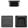 Miniatyrbillede 2 af 4: 10 stk. 30 x 30 mm Kvadratiske Rør Flap Propper, Kvadratisk Sort Plastik