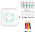 Miniatyrbillede 1 af 5: Mini Termisk Printer, Bærbar Blækfri Bluetooth-Printer med 5 S