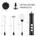 Miniatyrbilde 2 av 5: 1 sett USB-oppladbart elektrisk melkeskummer, 3 hastigheter justerbar, med 3 rustfrie visper, for latte, cappuccino, varm sjokolade, egg