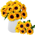 Miniatyrbillede 1 af 5: Sæt med 3, kunstige buketter, solsikker, kunstige blomster til indendørs og udendørs havetilbehør, solsikker til blomsterdekorationer, arrangementer, stuer, soveværelser.