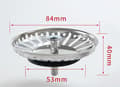 Miniatyrbillede 2 af 4: 2 stk. vaskebakkefilter/vaskeprop vaskeprop hul køkken/badeværelsesfilter diameter 84mm med kugleende, rustfrit stål